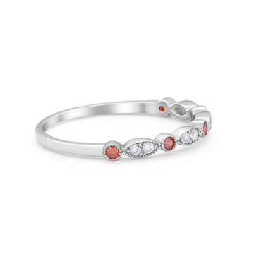 Art Deco Wedding Eternity Ring Simulated Garnet CZ 925 Sterling Silver